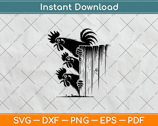 Funny Chicken Peeking Rooster Svg Digital Cutting File
