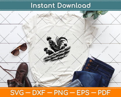 Funny Chicken Peeking Rooster Svg Digital Cutting File