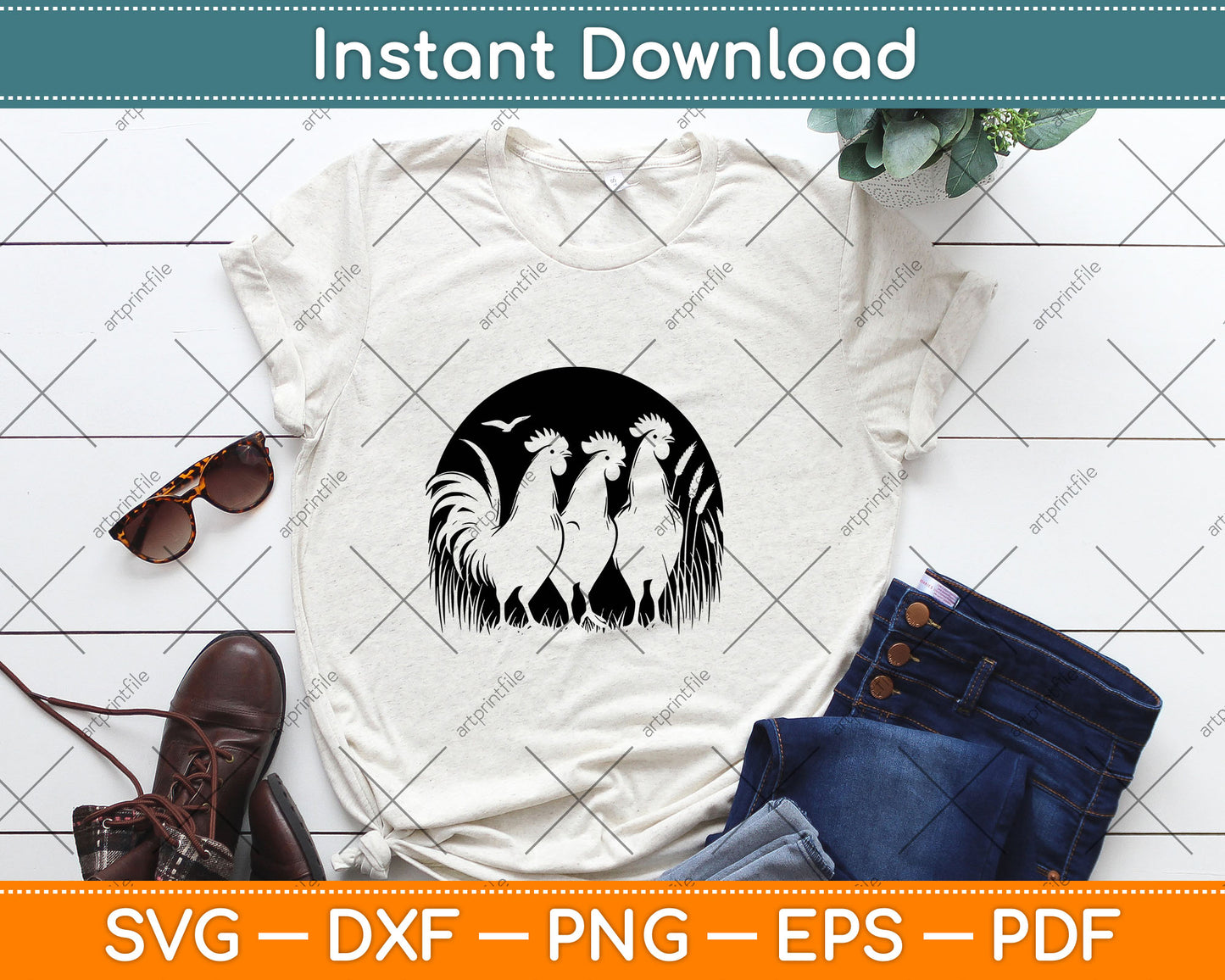 Funny Chicken Peeking Rooster Svg Digital Cutting File