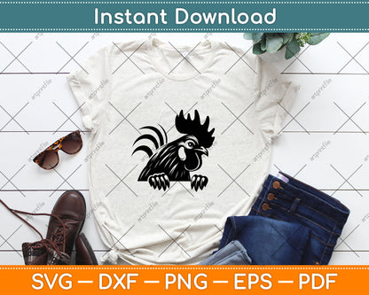 Funny Chicken Peeking Rooster Svg Digital Cutting File