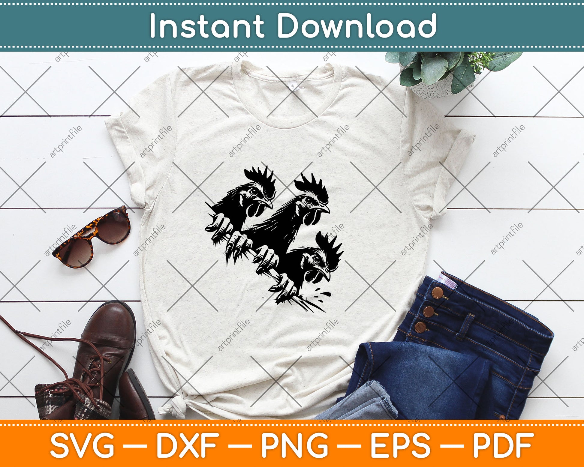 Funny Chicken Peeking Rooster Svg Digital Cut File