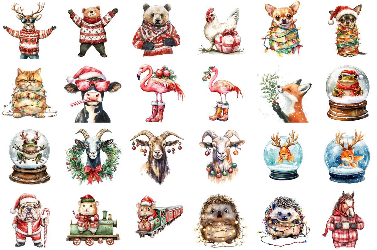 Funny Christmas Animals Clipart 40 PNG