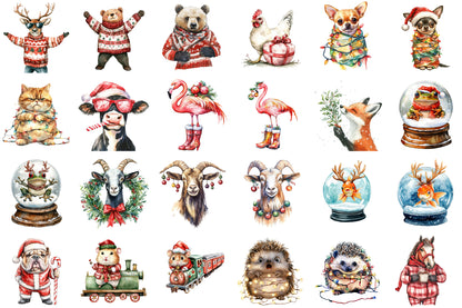 Funny Christmas Animals Clipart 40 PNG