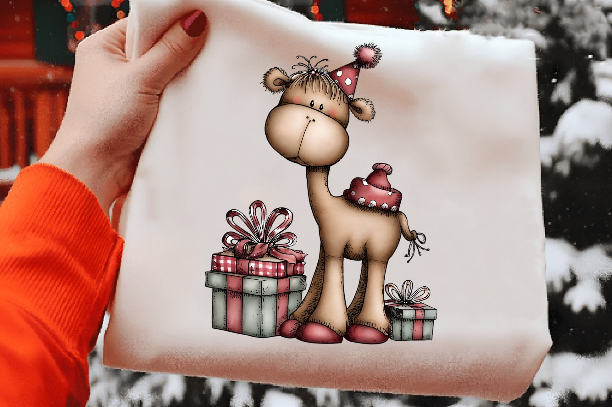 Funny Christmas Camels Clipart PNG