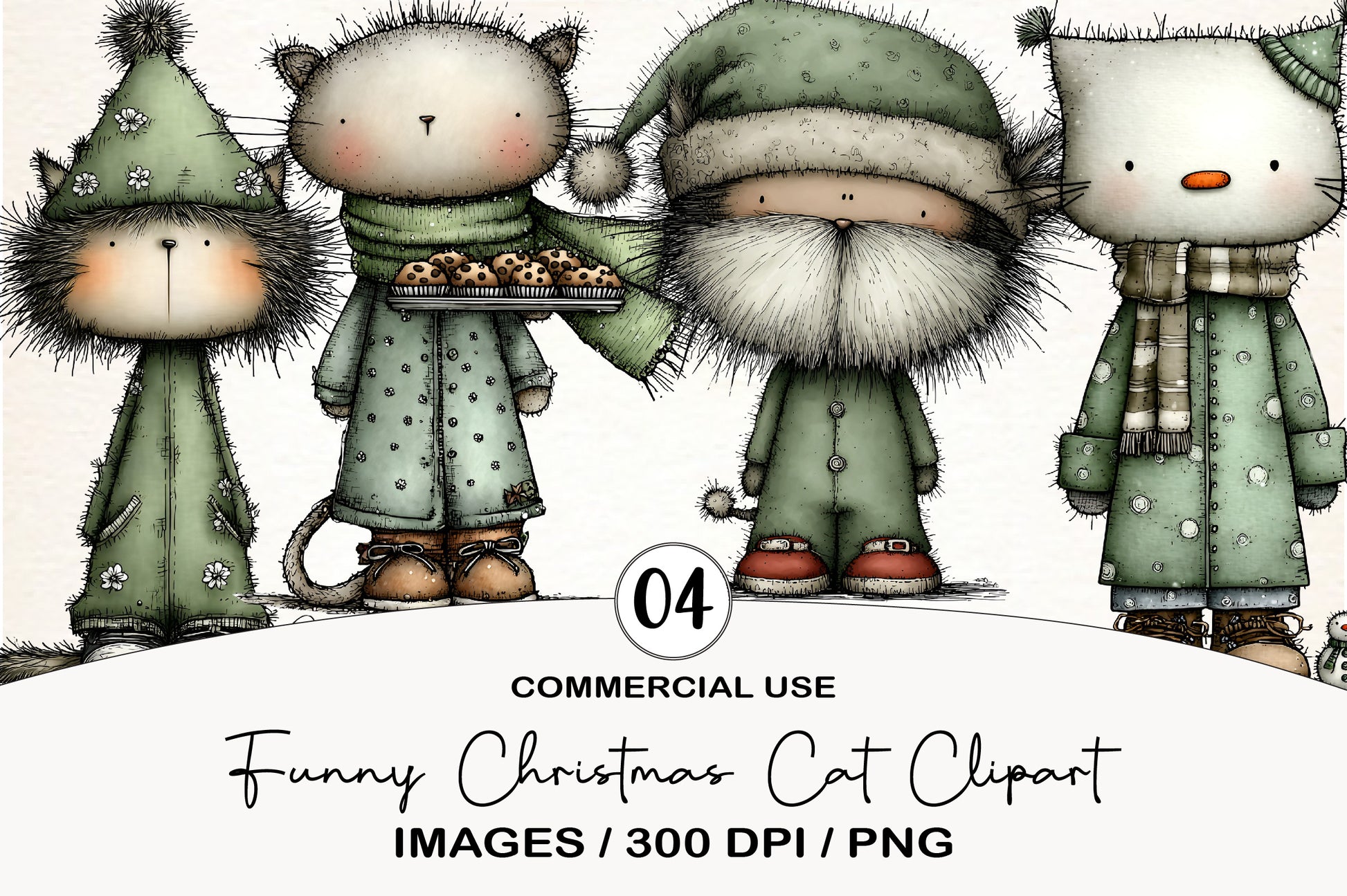 Funny Christmas Cat Clipart PNG