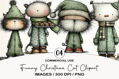 Funny Christmas Cat Clipart PNG