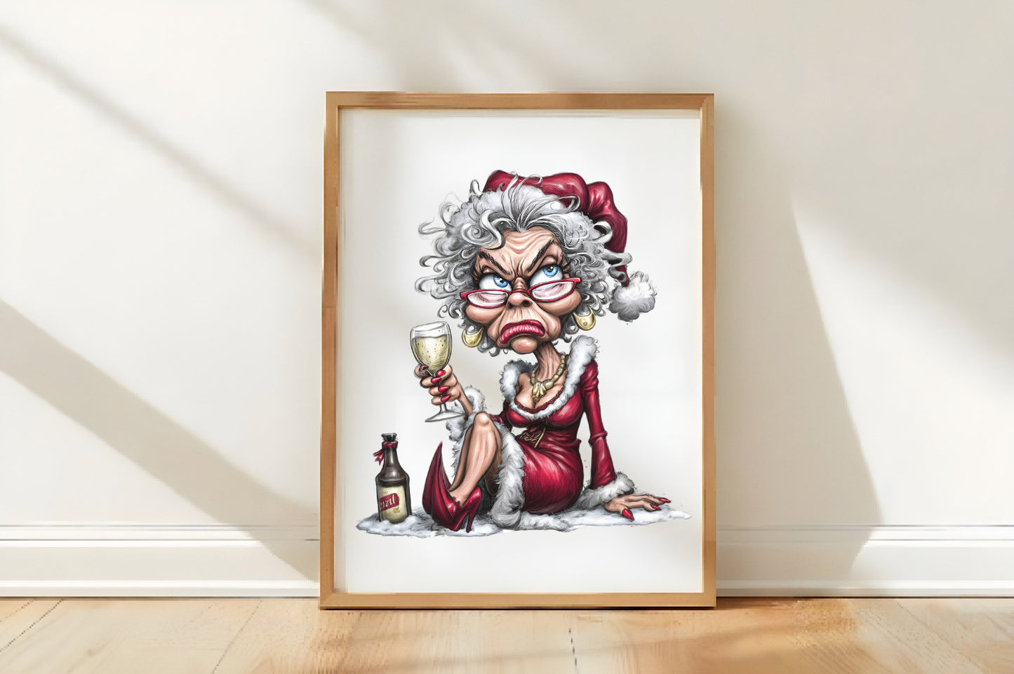 Funny Christmas Drunk Mrs Claus Clipart PNG