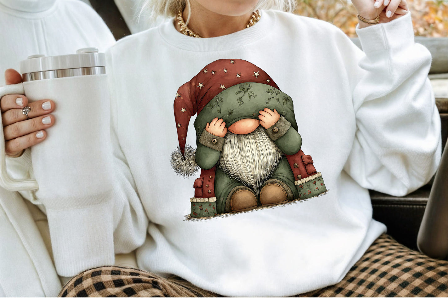 Funny Christmas Gnome Watercolor Clipart PNG Bundle