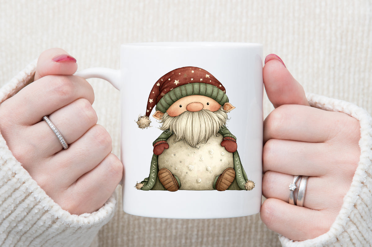 Funny Christmas Gnome Watercolor Clipart PNG Bundle