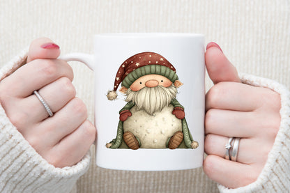 Funny Christmas Gnome Watercolor Clipart PNG Bundle