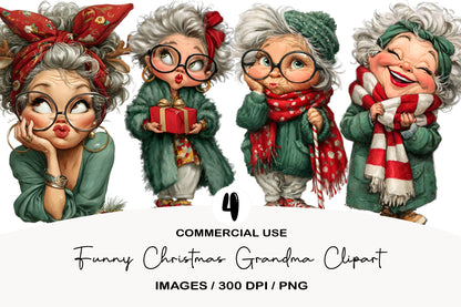 Funny Christmas Grandma Clipart PNG Sublimation