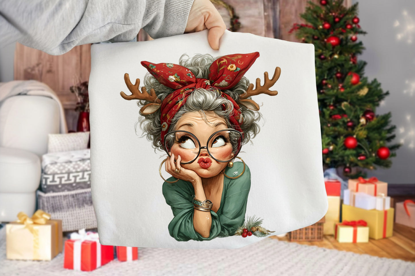 Funny Christmas Grandma Clipart PNG Sublimation