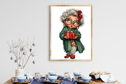 Funny Christmas Grandma Clipart PNG Sublimation