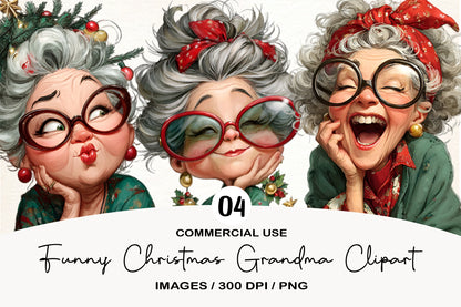 Funny Christmas Grandma Clipart PNG Sublimation