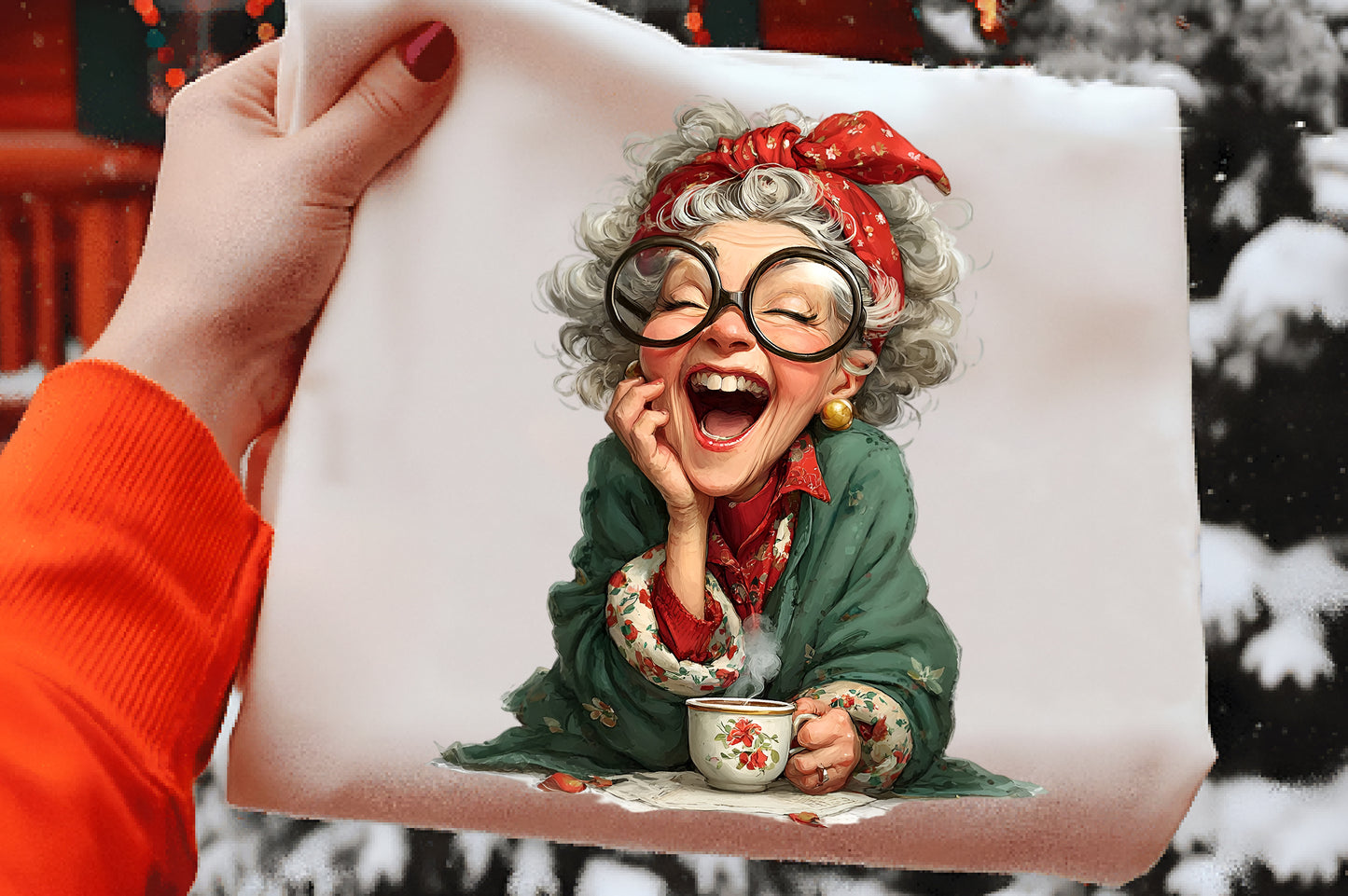 Funny Christmas Grandma Clipart PNG Sublimation