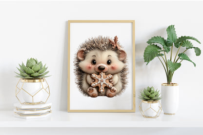 Funny Christmas Hedgehog Clipart PNG Bundle | Cute Watercolor Holiday Hedgehog Clipart