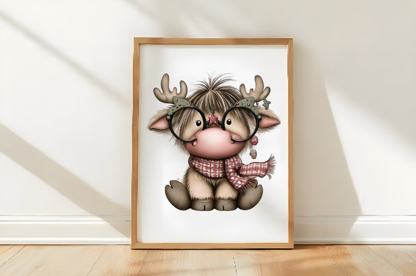 Funny Christmas Highland Cow Clipart PNG