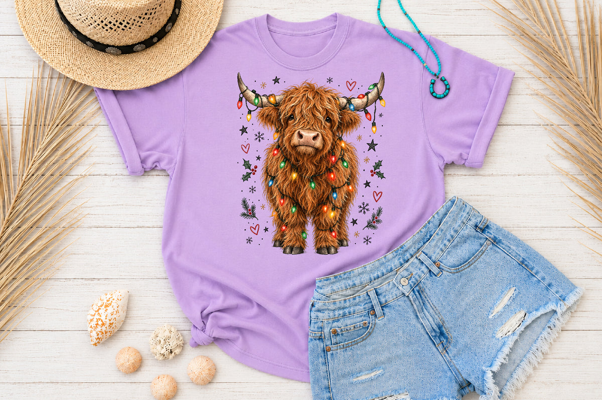 Funny Christmas Highland Cow PNG Sublimation