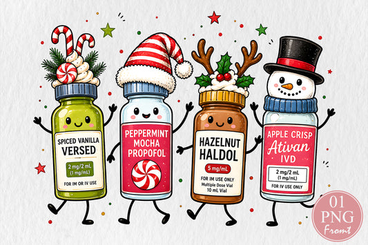 Funny Christmas Medical Doodle PNG Sublimation Design