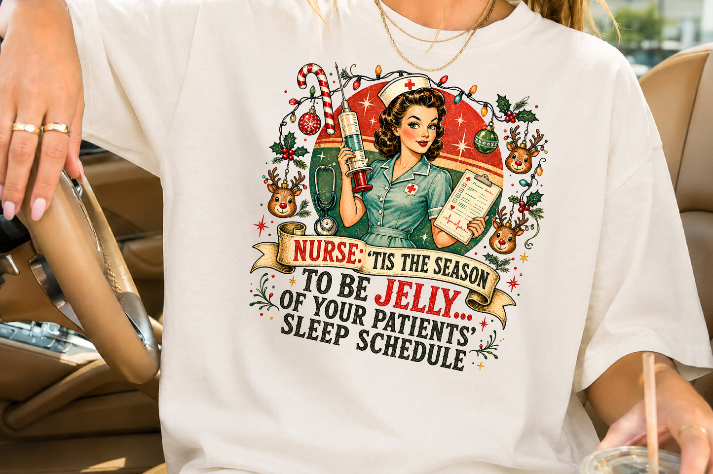 Funny Christmas Nurse Girls PNG Sublimation Design