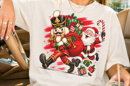 Funny Christmas Nutcracker and Santa PNG