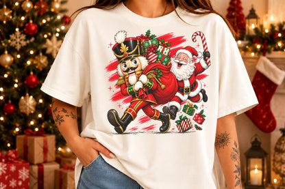 Funny Christmas Nutcracker and Santa PNG