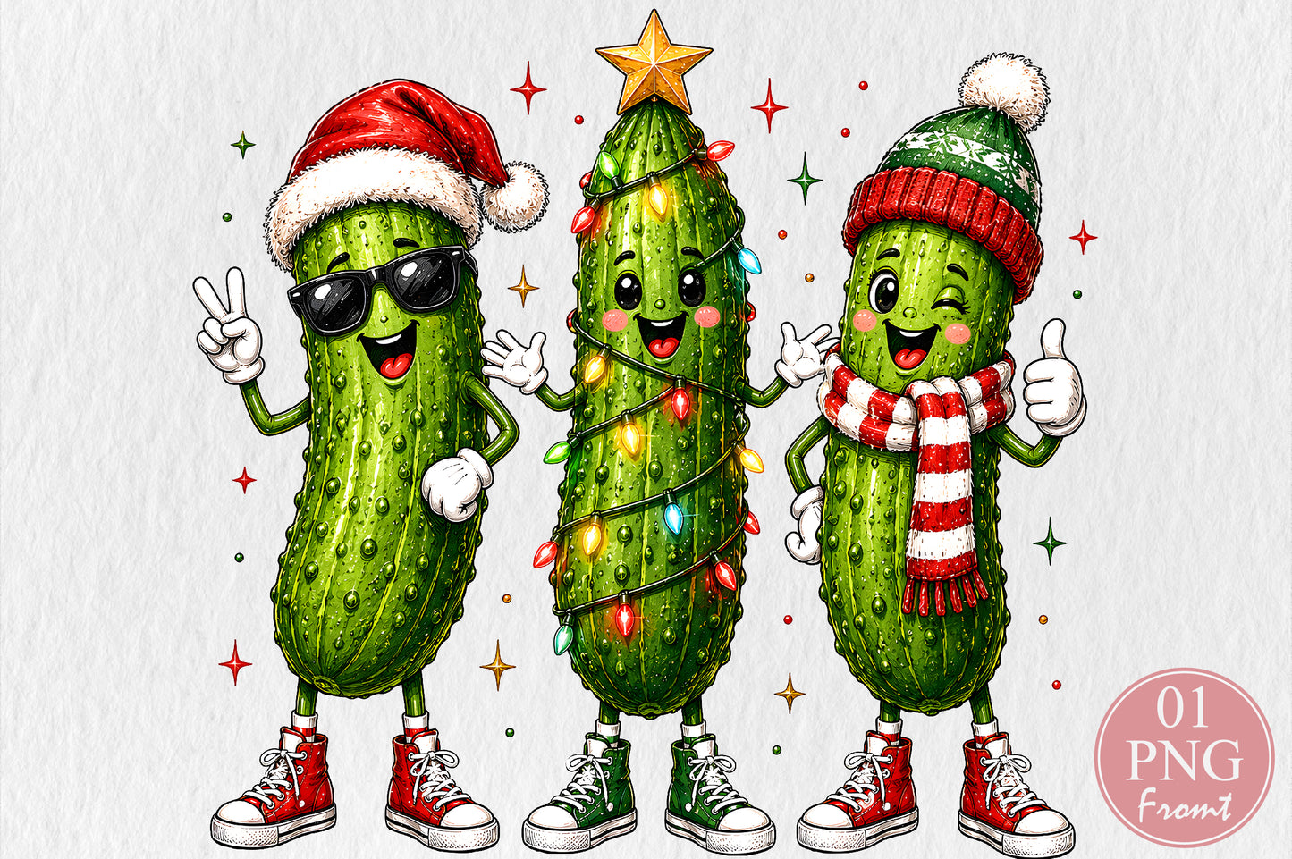 Funny Christmas Pickle PNG Sublimation Design