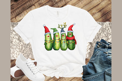 Funny Christmas Pickles Watercolor PNG Bundle