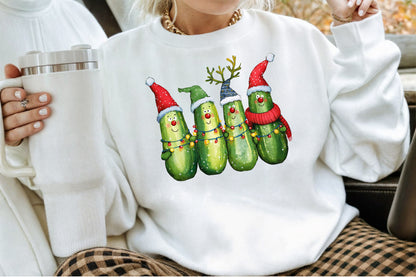 Funny Christmas Pickles Watercolor PNG Bundle