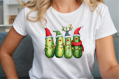 Funny Christmas Pickles Watercolor PNG Bundle