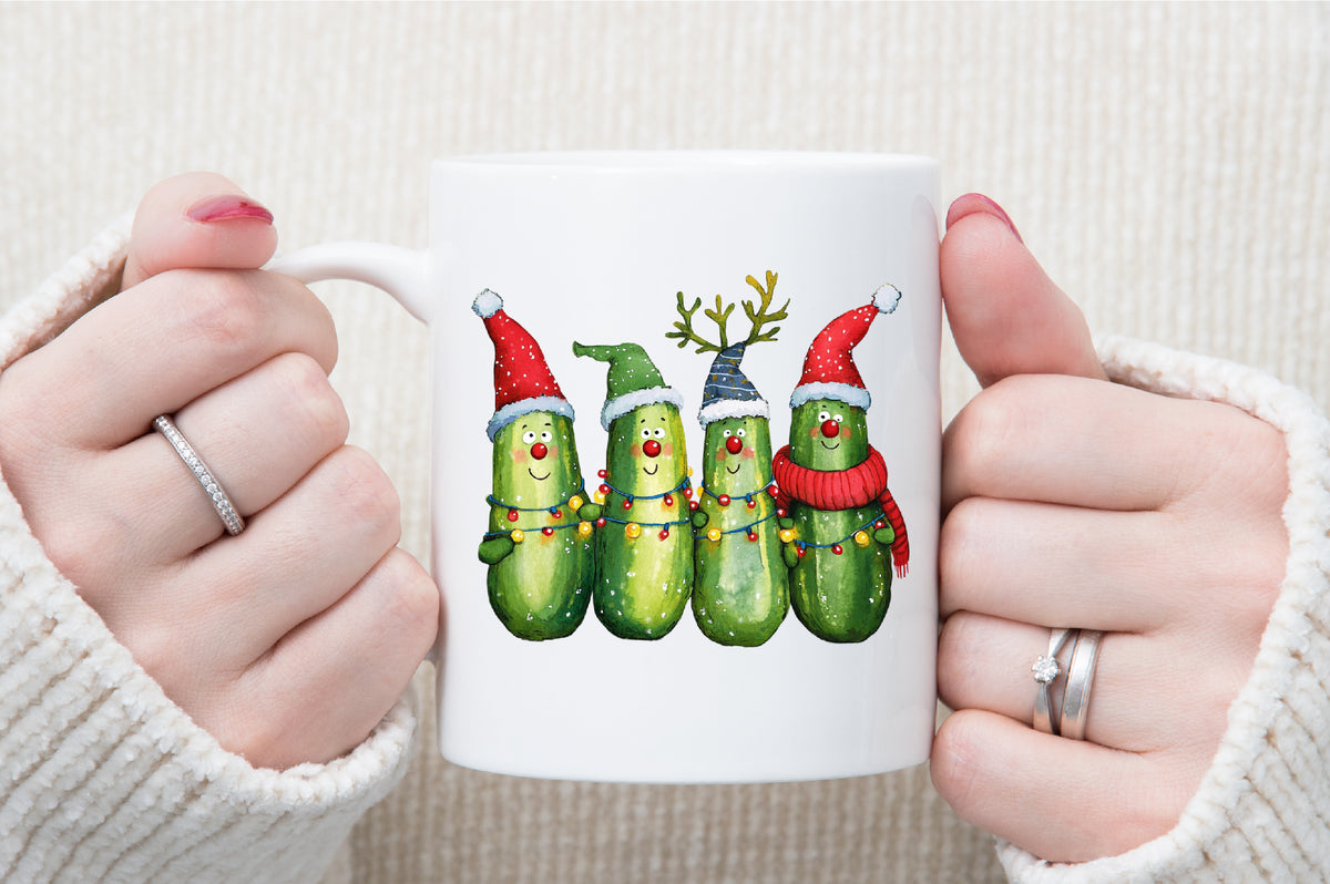 Funny Christmas Pickles Watercolor PNG Bundle