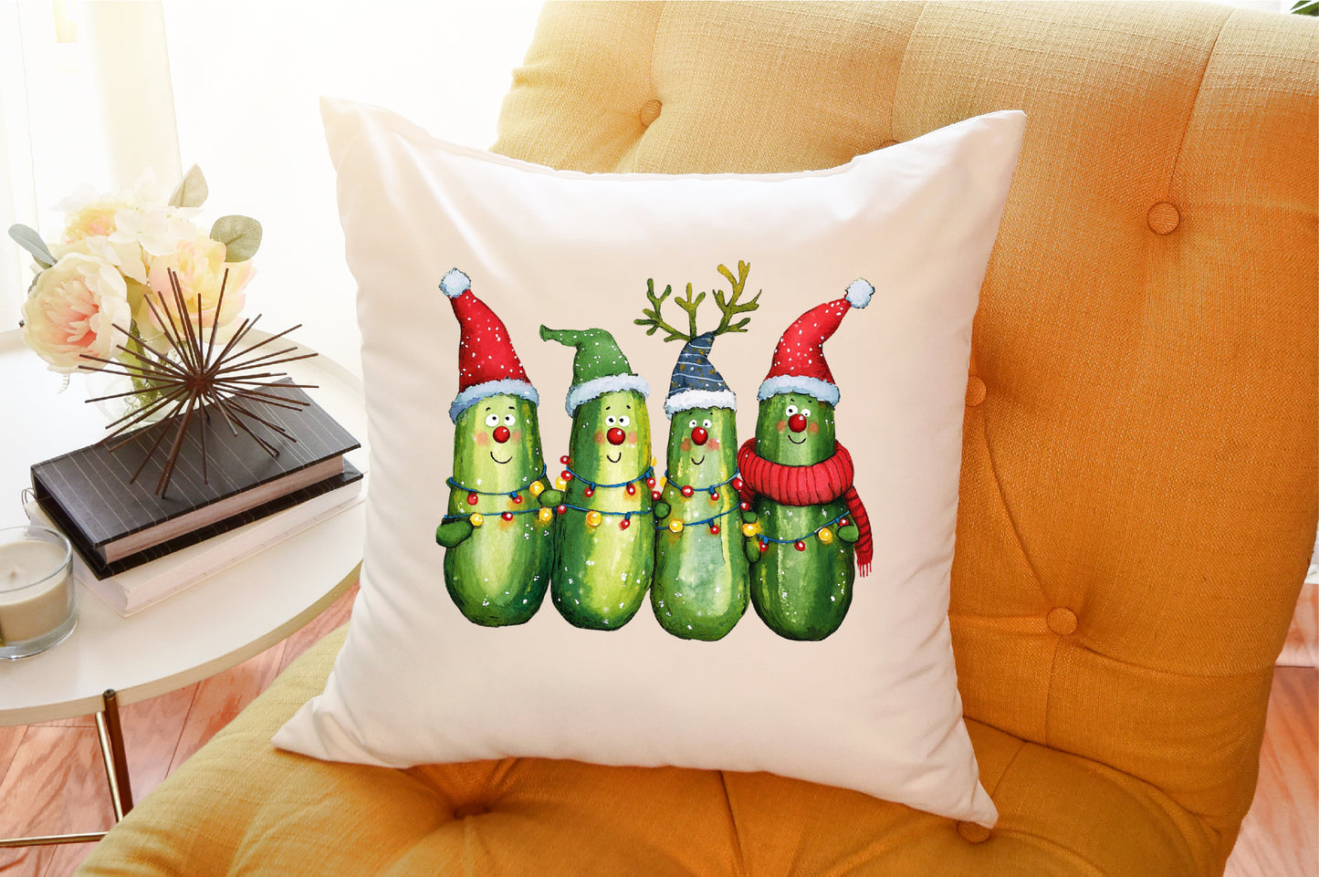Funny Christmas Pickles Watercolor PNG Bundle