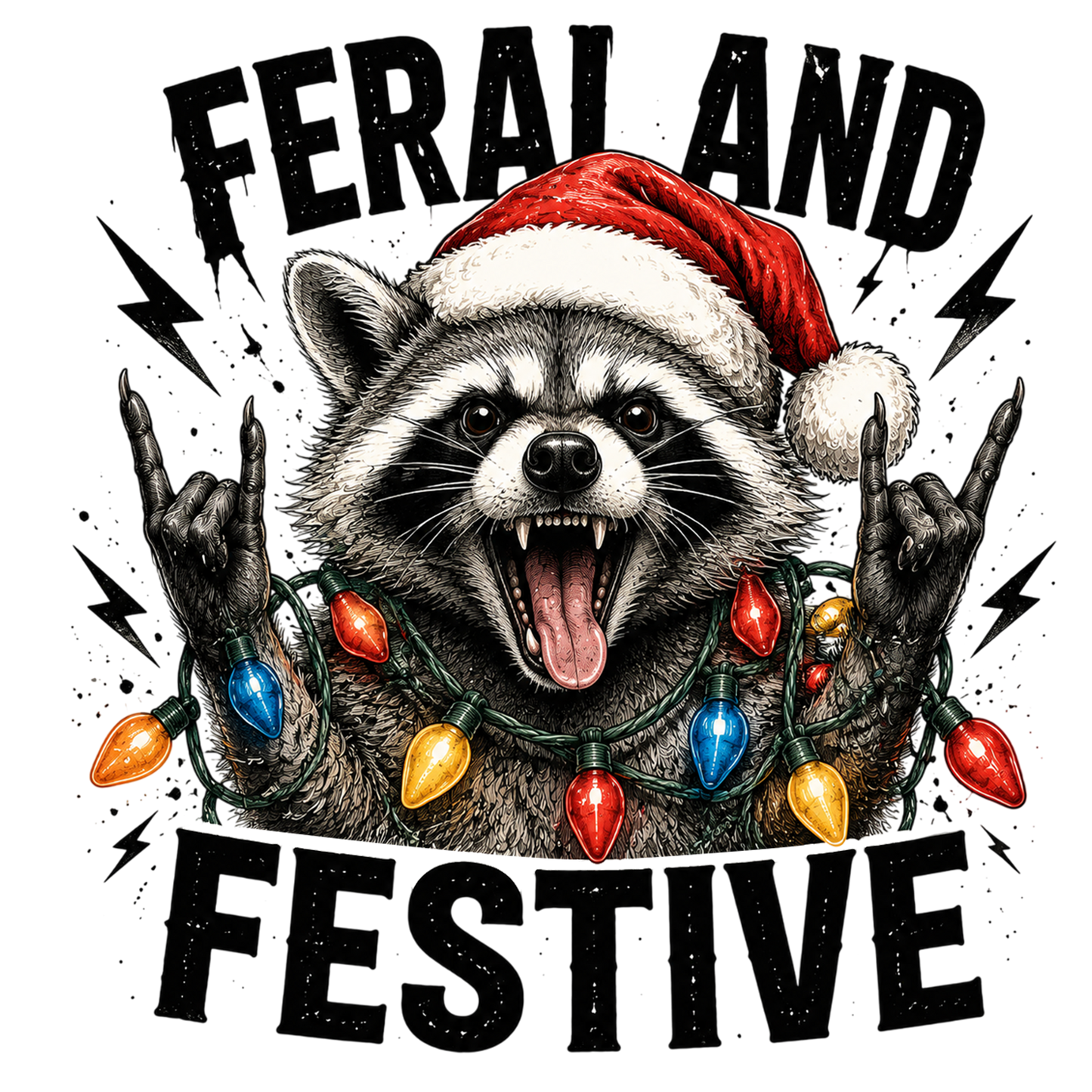 Funny Christmas Raccoon FerAL And Festive Christmas PNG