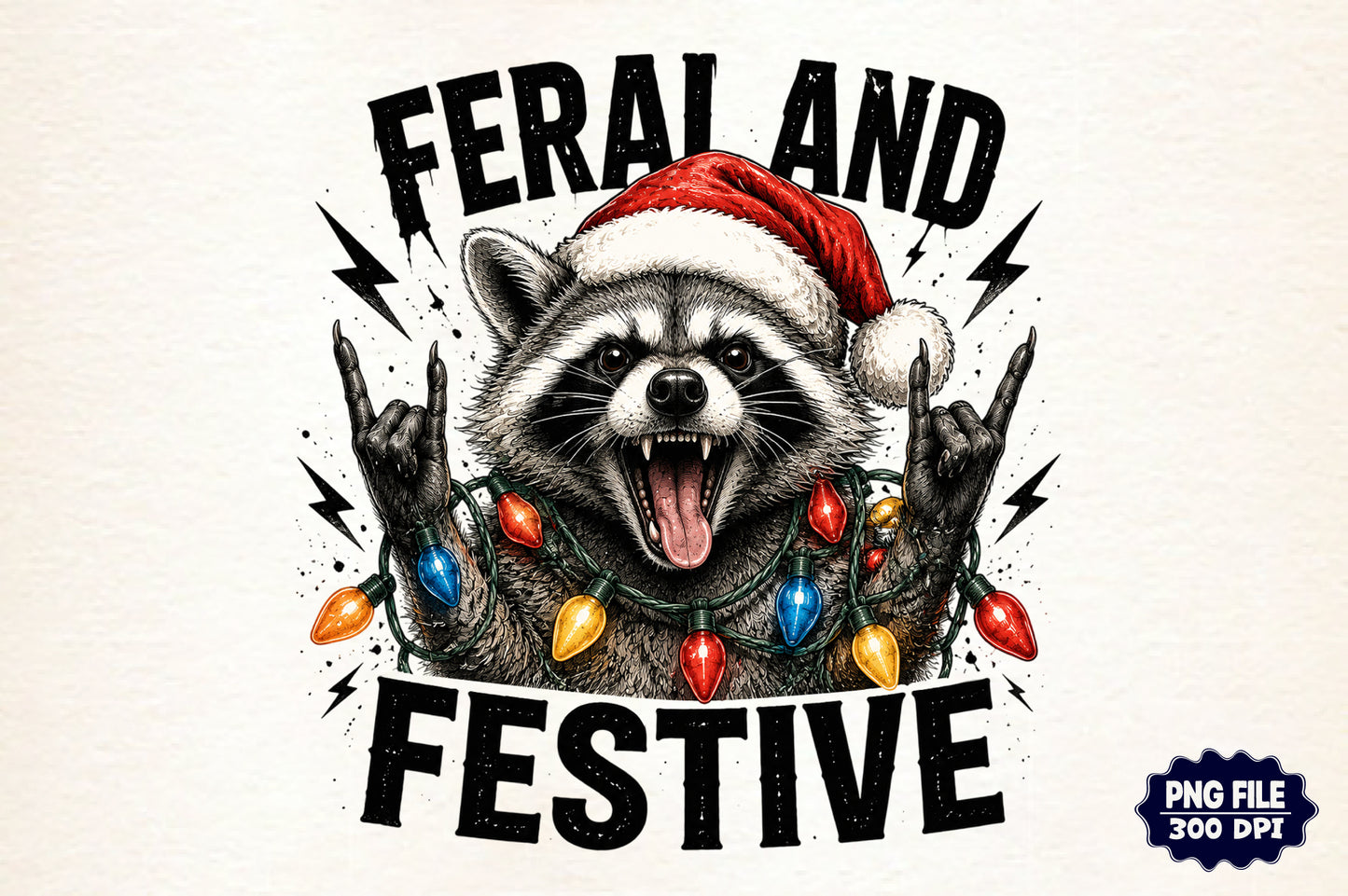 Funny Christmas Raccoon FerAL And Festive Christmas PNG
