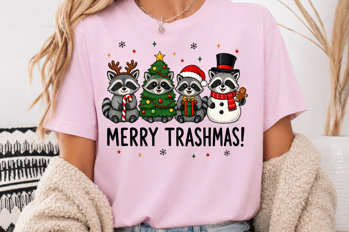 Funny Christmas Raccoon Trashmas PNG Sublimation Design