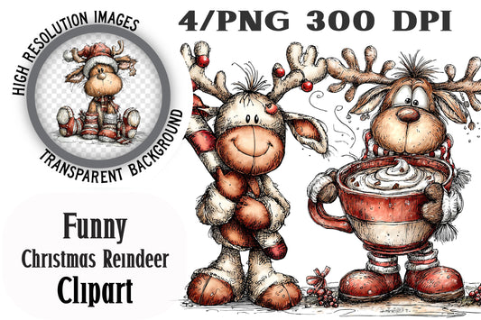 Funny Christmas Reindeer Clipart PNG