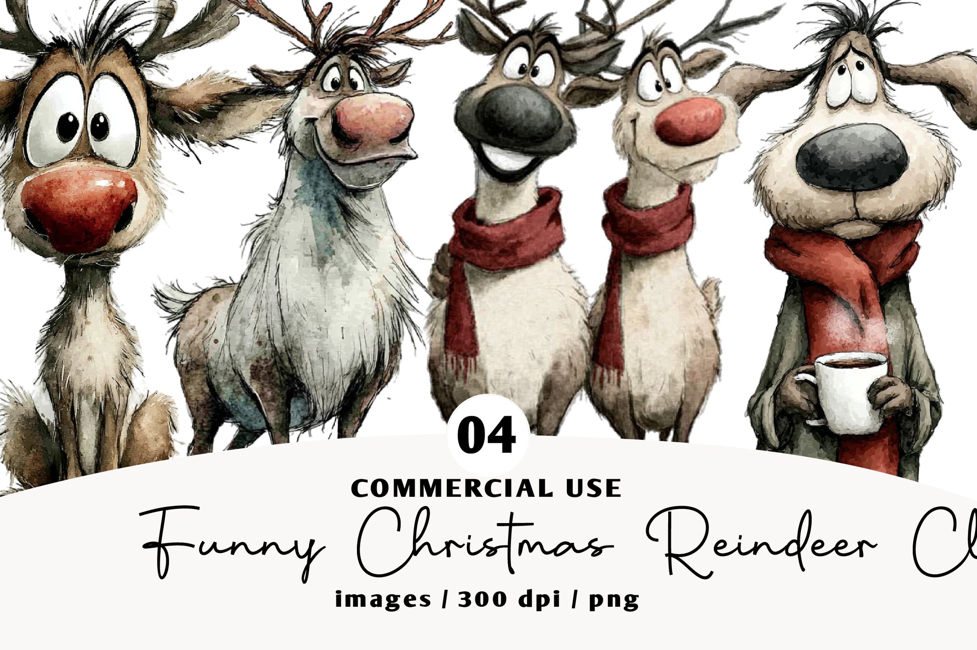 Funny Christmas Reindeer Clipart PNG