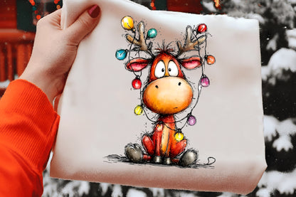 Funny Christmas Reindeer Clipart PNG Sublimation