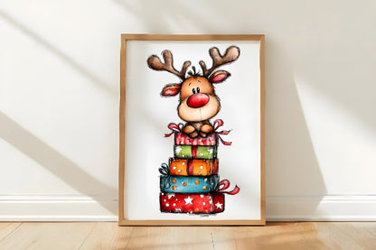 Funny Christmas Reindeer Clipart PNG Sublimation