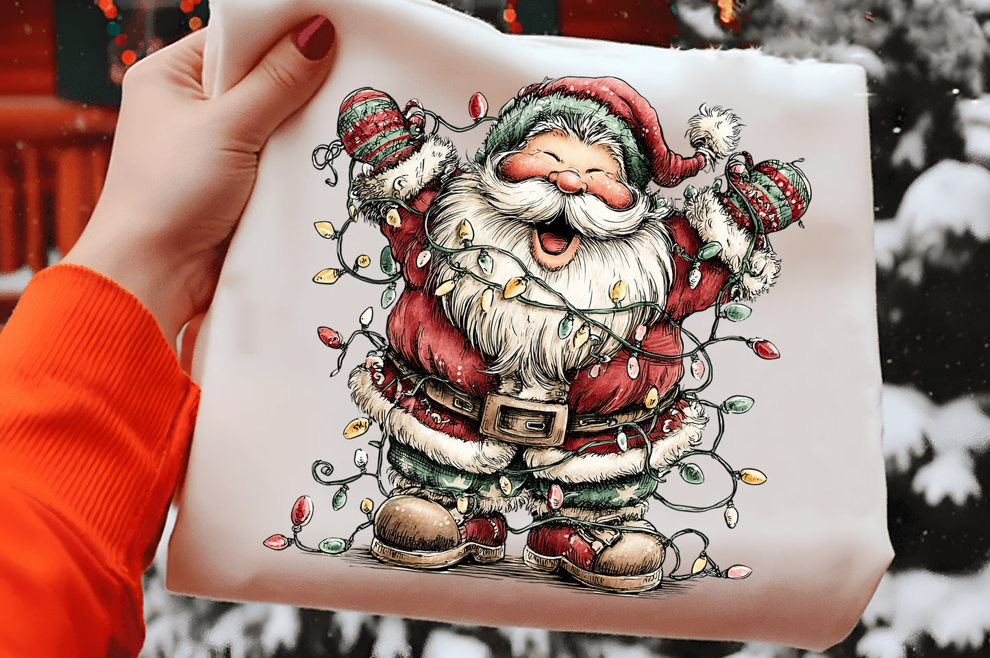 Funny Christmas Santa Clipart PNG Bundle | Cute Watercolor Holiday Santa Claus Clipart