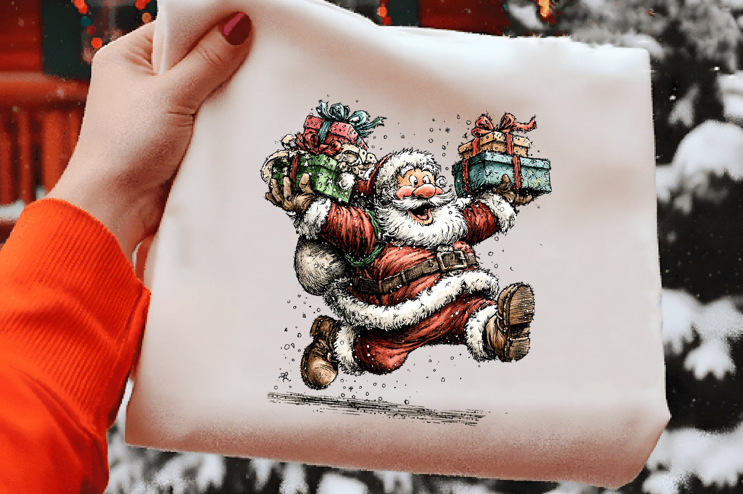 Funny Christmas Santa Clipart PNG Bundle | Cute Watercolor Santa Claus Clipart | Festive Holiday Santa PNG