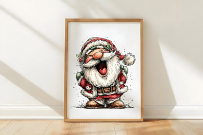 Funny Christmas Santa Clipart PNG Bundle | Cute Watercolor Holiday Santa Claus Clipart