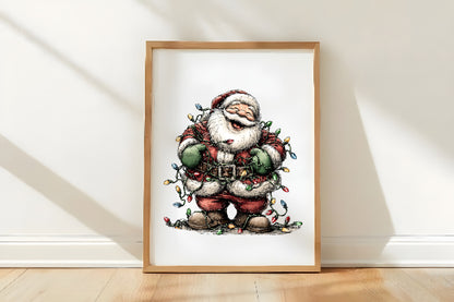 Funny Christmas Santa Clipart PNG Bundle | Cute Watercolor Santa Claus Clipart | Festive Holiday Santa PNG
