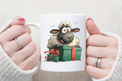 Funny Christmas Sheep Watercolor Clipart PNG Bundle