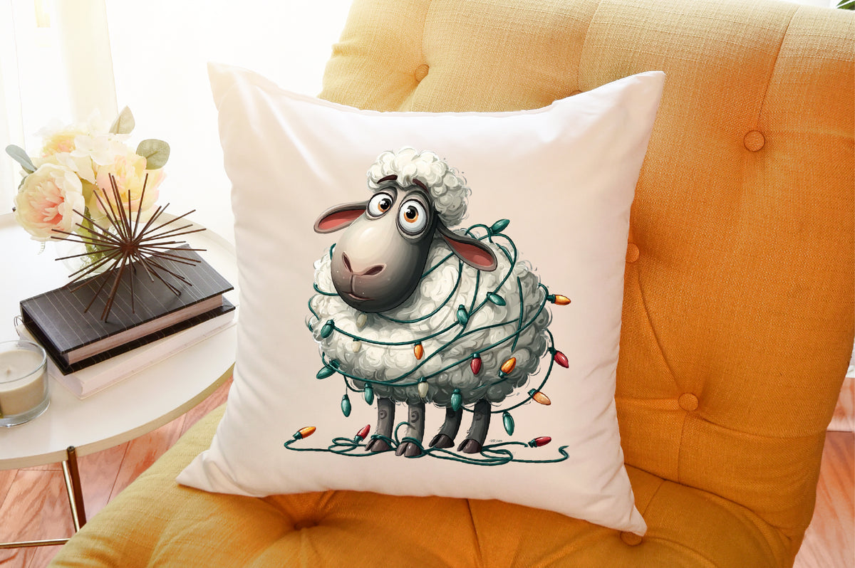 Funny Christmas Sheep Watercolor Clipart PNG Bundle