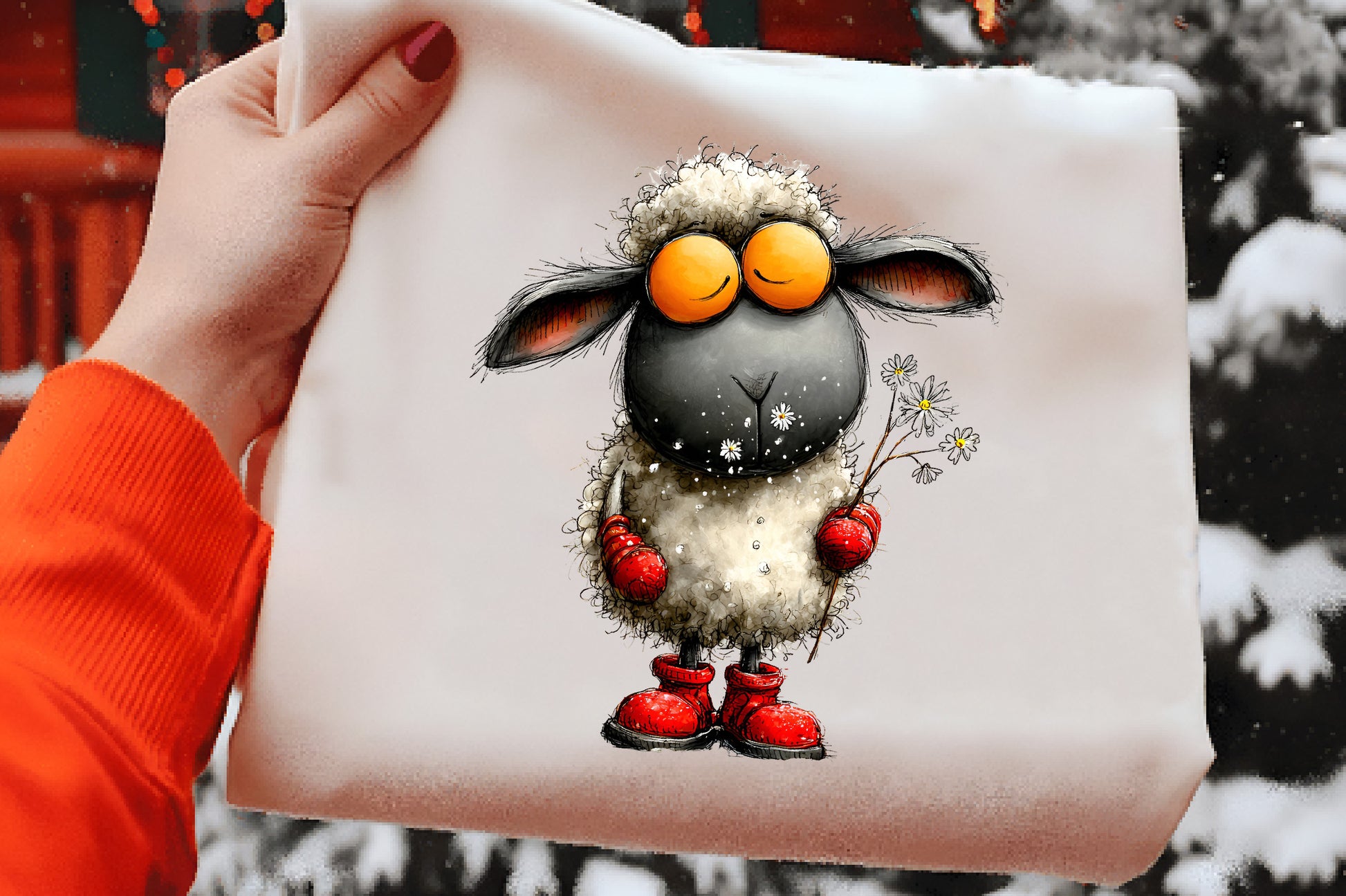 Funny Christmas Sheep Clipart PNG