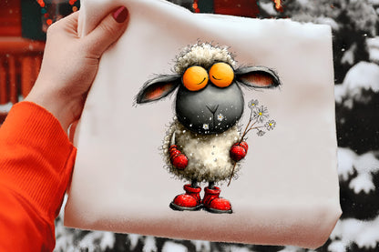 Funny Christmas Sheep Clipart PNG