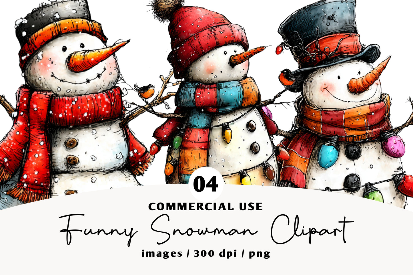 Funny Christmas Snowman Clipart PNG