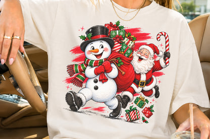 Funny Christmas Snowman and Santa PNG