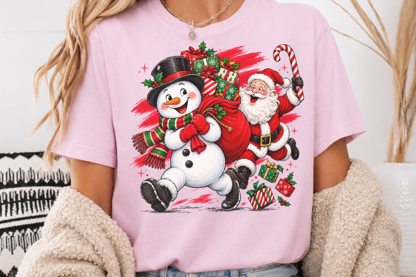 Funny Christmas Snowman and Santa PNG